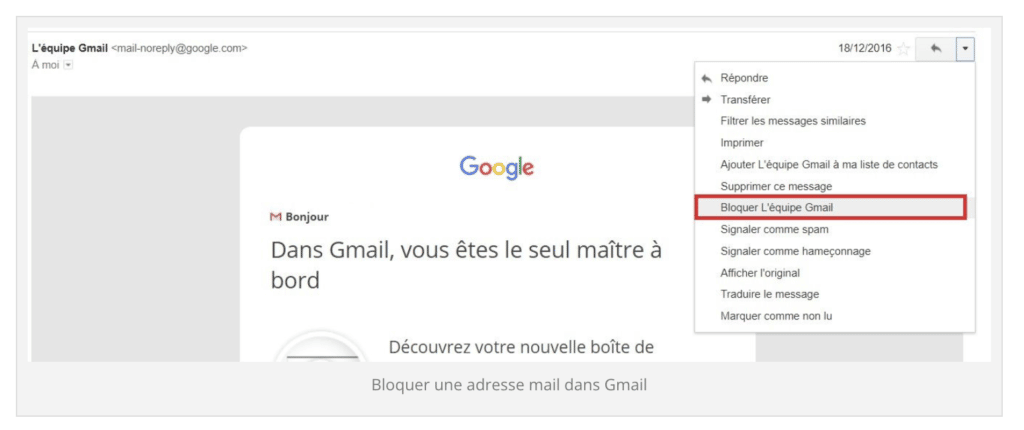 bloquer un email sur gmail